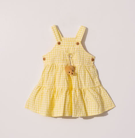 Tuffy Askılı Teddy Ayıcık Detaylı Kız Bebek Elbise-1208