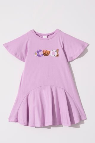Tuffy Cool Baskılı Kız Çocuk Elbise-1263
