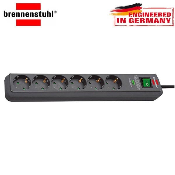 Brennenstuhl Eko Line 6'lı - 13.500 mAh Akım Korumalı Uzatma - Priz Siyah