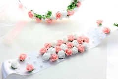 Beyaz Gelin Kemeri-Pudra Pembe Beyaz Çiçekli