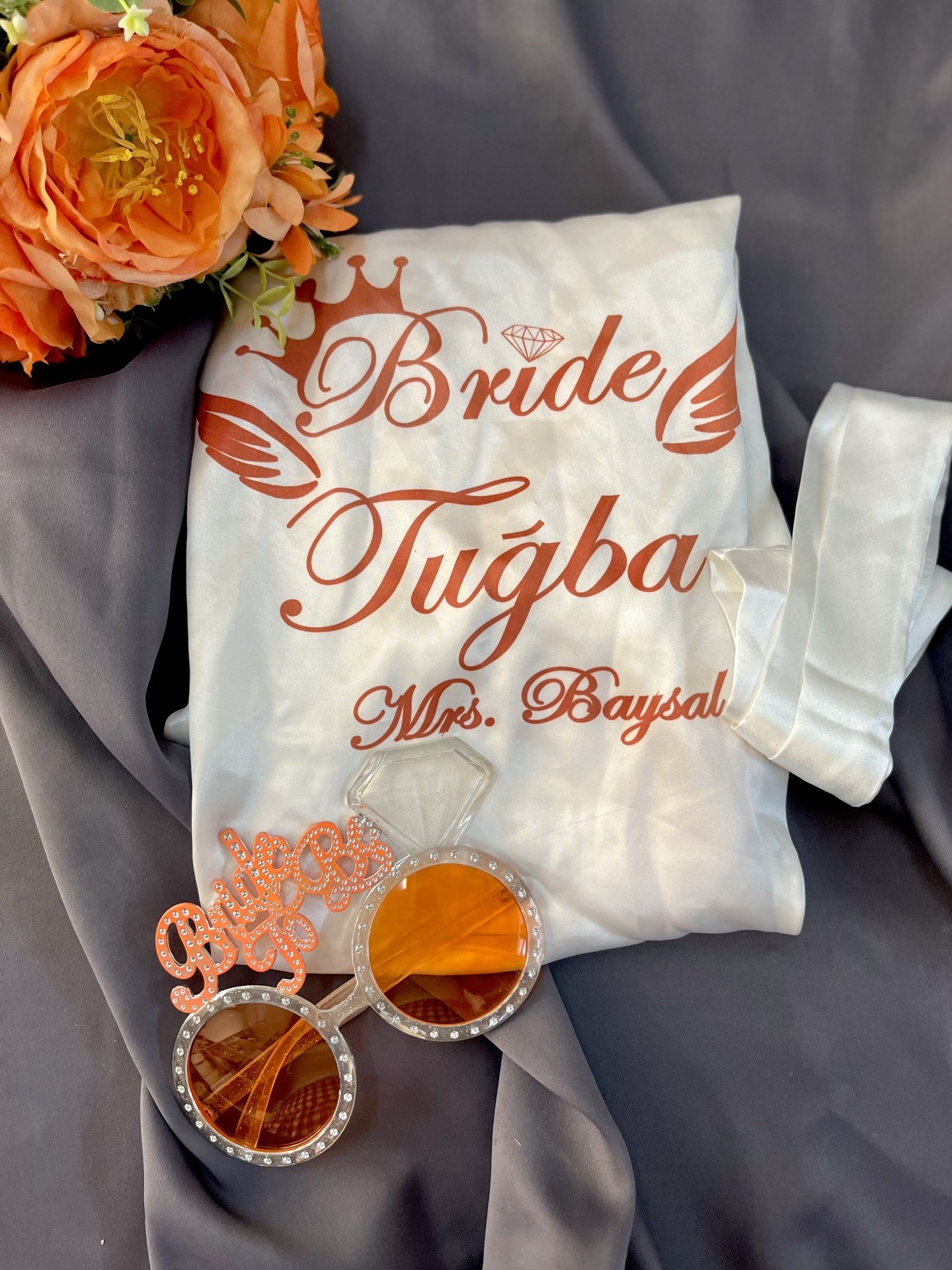 Bride Gözlük ve Sabahlık Set Turuncu