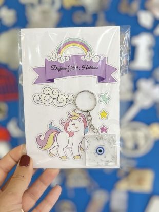 20 Adet Yenidoğan Bebek Mevlid Doğum Günü Hediyelik Epoksi Unicorn Anahtarlık