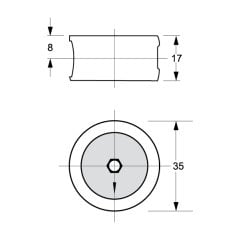 Hafele Confa 35 Gövde 24mm (10 Adet), Ham