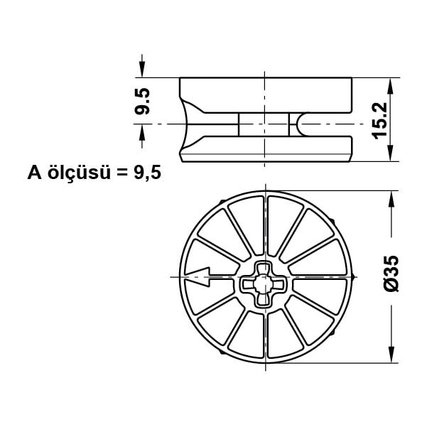 Hafele Maxifix-e Gövde Pz3 18mm (10 Adet), Nikel Kaplama