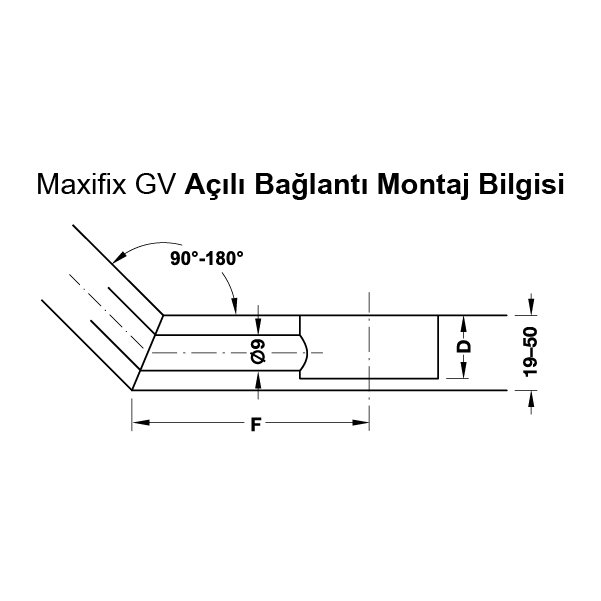 Hafele Maxifix çift Taraflı Açılı Mil 44mm (10 Adet), Galvaniz