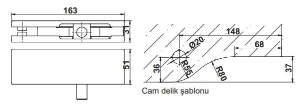 Hafele D üst Cam Kasa Parçası Paslanmaz çelik Mat