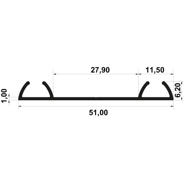 Hafele M.Soft/Enter 60 Alt Ray İkili Alü. Ham 2.5m