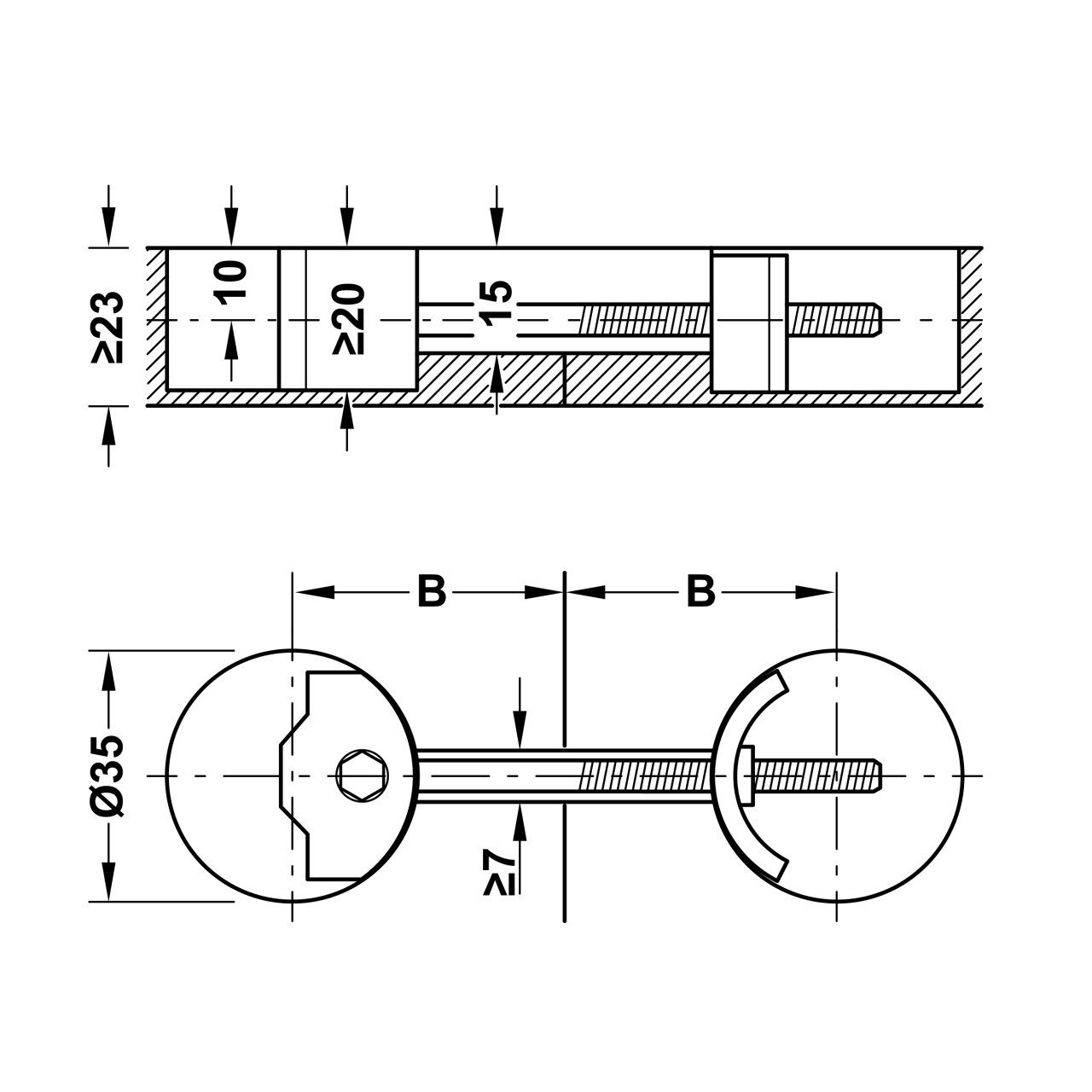 Hafele Tezgah Bağlantı Elemanı ø35/23mm