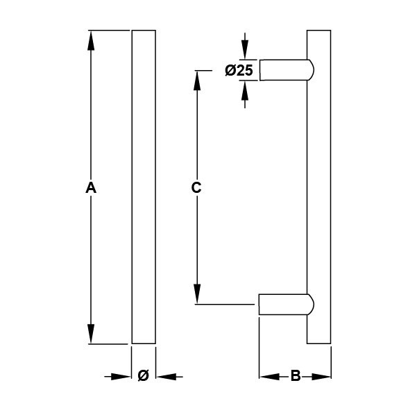 Hafele çekme Kol Steven ø30x800mm Paslanmaz çelik Mat