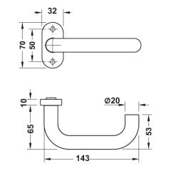 Hafele Kapı Kolu Roland-Thin Paslanmaz Çelik Mat