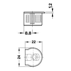 Hafele Rafix20 Gövde 16mm (100 Adet), Siyah