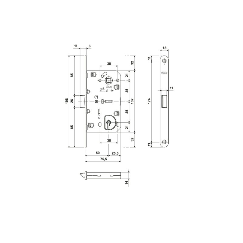 Hafele Dilden Kilit Oda Tipi (cb) 50/18mm Mat Krom Renk