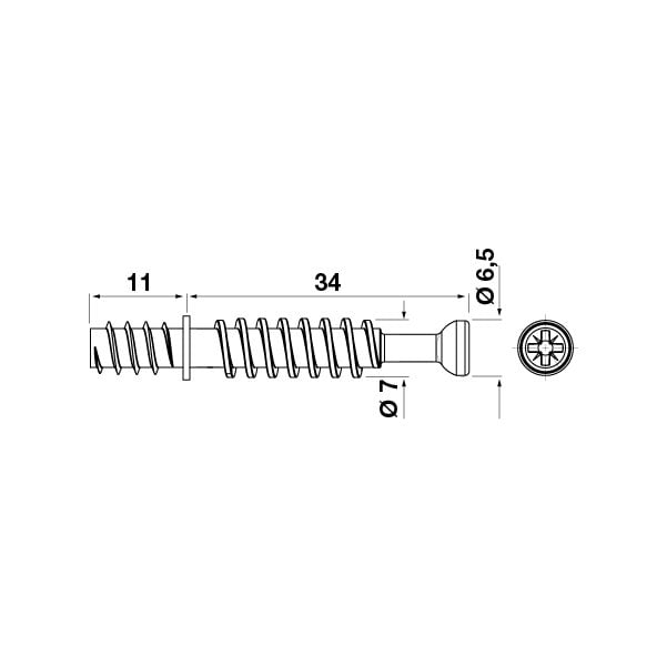 Hafele Minifix Mil 34/5/11mm (100 Adet), Galvaniz