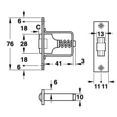 Hafele Çarpma Kilit (Makaralı Kilit) Pasaj 22mm Paslanmaz Çelik Mat Renk