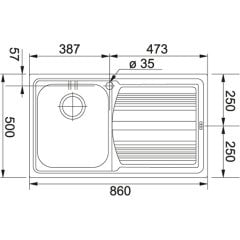 Franke Çelik Eviye Logica Line LLX 611-86 Tek Gözlü Tezgah Üstü Inox Sol Damlalıklı