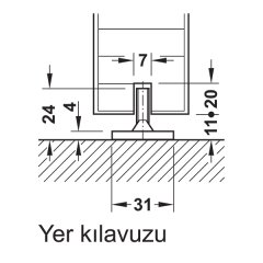 Hafele Slıdo D-Line 11-41 Alt Kılavuz Ray Plastik Siyah 1000Mm