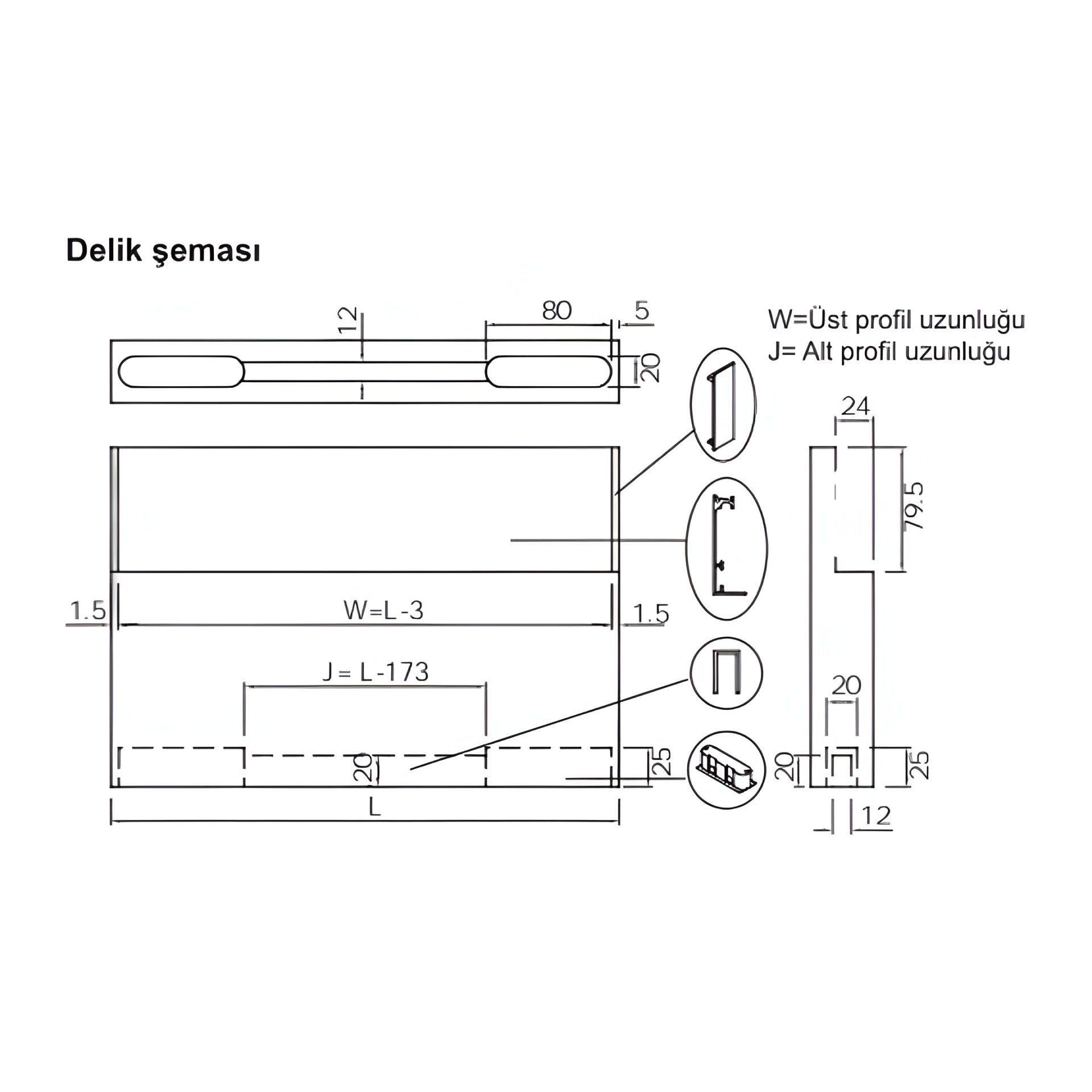 Hafele Kayar Kapı Sistemi Hidden 1150mm
