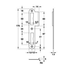 Hafele Gömme Kilit Karşılığı 24x170mm Parlak Pirinç Renk