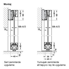 Hafele Slido D-Li43 80N Al.Çrv.Kapı S.1,1M,Siy