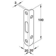 Hafele Köşeli Kilit Karşılığı 20x30mm Paslanmaz Çelik Renk