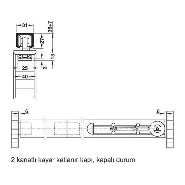 Hafele Tsnap/Tfold Üst Taşıyıcı Ray 2500Mm