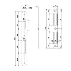 Hafele Gömme Kilit Karşılığı 20x170mm Parlak Pirinç Renk