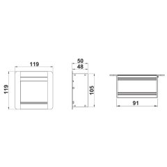 Hafele Exit Kare Kablo Kanalı 119x119mm, Mat Eloksal Renk