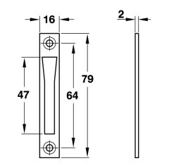 Hafele Kilit Karşılığı Galvaniz 16x79mm Paslanmaz Çelik Renk