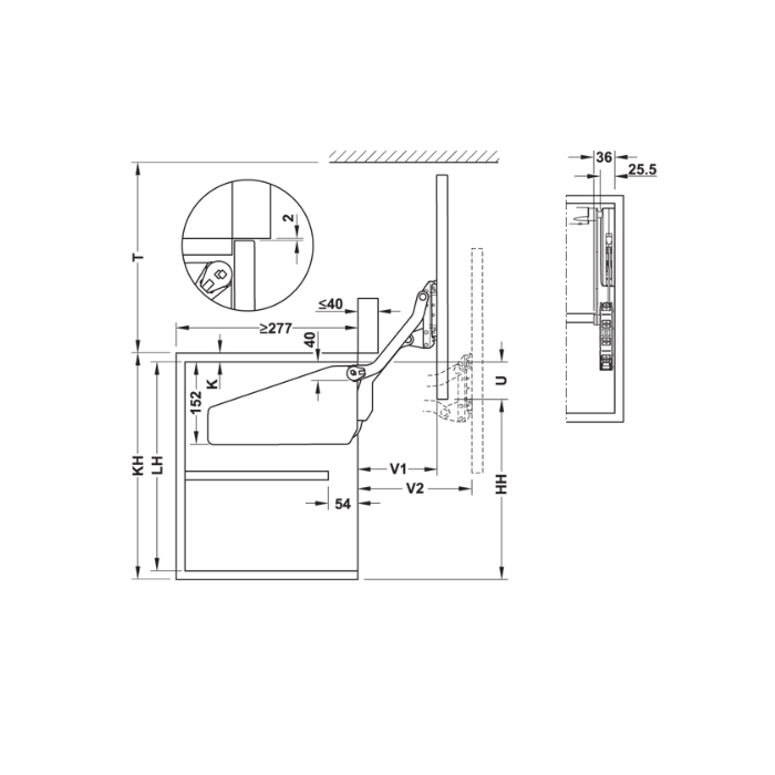 Hafele Free Up Makas Seti 43-60cm/5-9.7kg, Gri Renk