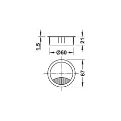 Hafele Executive Zamak Kilitlenebilir Kablo Kapağı Ø60mm, P.Çelik Renk