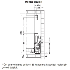 Hafele İç Çekmece Seti 120'lik Modül İçin Kare Bordürlü 30'luk Beyaz