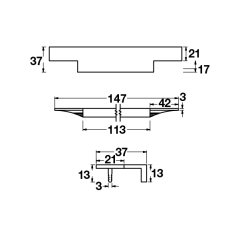 Hafele Profil Kulp Stairway2 147mm Mat Siyah