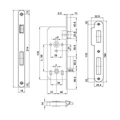 Hafele H40.01 Gömme Kilit CB 40/18mm Mat Siyah