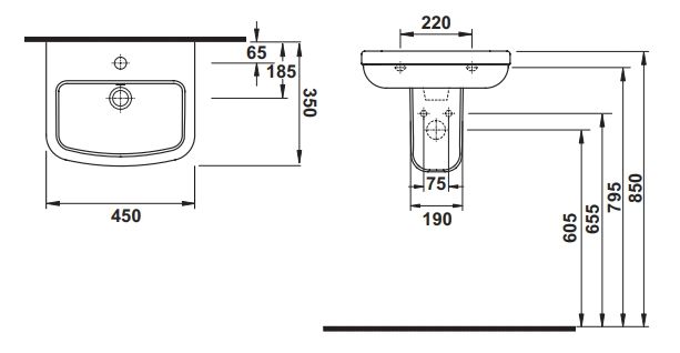 Hafele Glow  Parlak Beyaz Lavabo 450x350x165 Mm