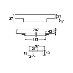 Hafele Profil Kulp Stairway2 797mm Mat Siyah