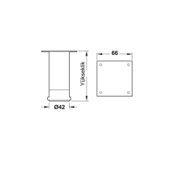 Hafele Dairesel Mobilya Ayağı Ø42mm H:150-170mm, Parlak Krom Renk