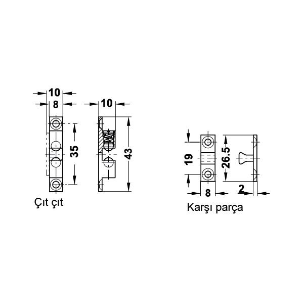 Hafele Bilyalı çıt çıt Pirinç Parlak 50mm