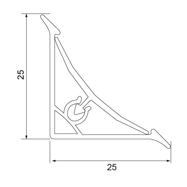 Hafele Tezgah Süpürgelik İç Bükey 400cm, Gri