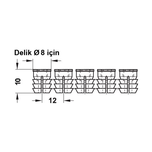 Hafele Plastik Açılan şerit Dübel M6x8mm (36 Adet), Beyaz