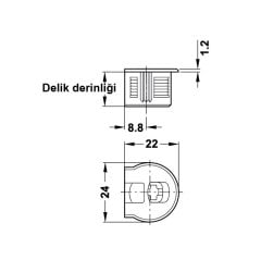 Hafele Rafıx-Se Gövde Karartılmış 19Mm 100 Adet