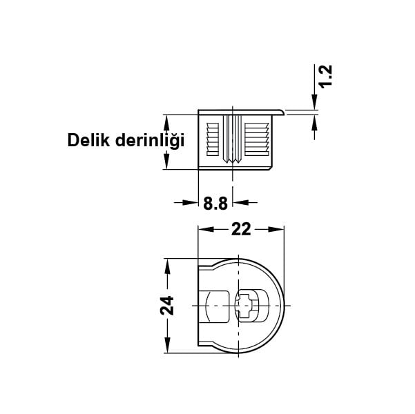 Hafele Rafix 20 Gövde Nikel Kaplama 19mm (100 Adet)