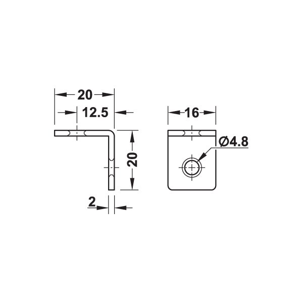 Hafele Köşebent 20x20x2mm, Galvaniz Renk (500 Adet)