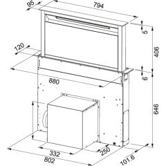 Franke Davlumbaz Downdraft FDW 908 IB XS Paslanmaz Çelik-Siyah