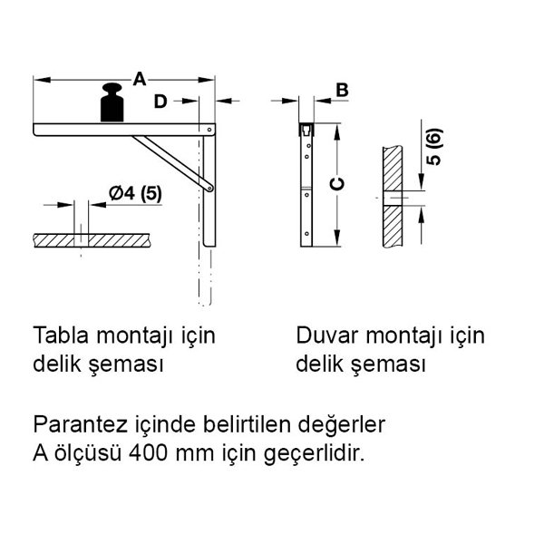 Hafele Katlanır Konsol çel.bey.      300mm