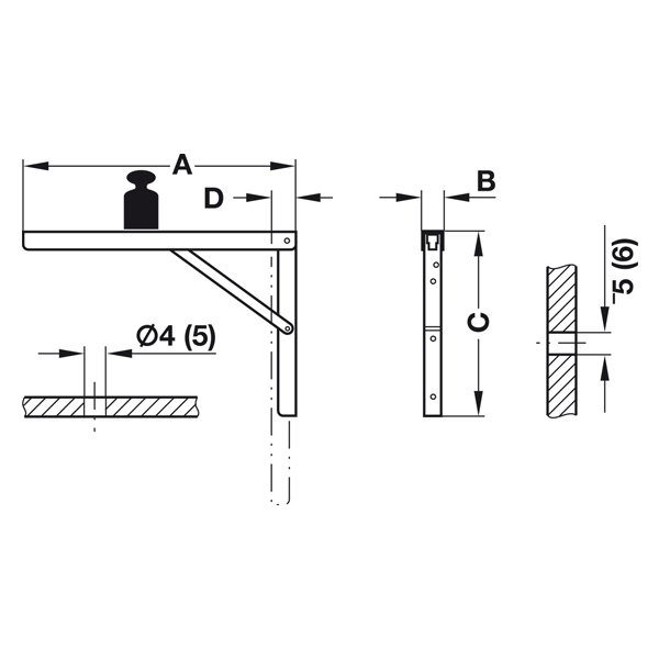 Hafele Katlanır Konsol çel.bey.      300mm
