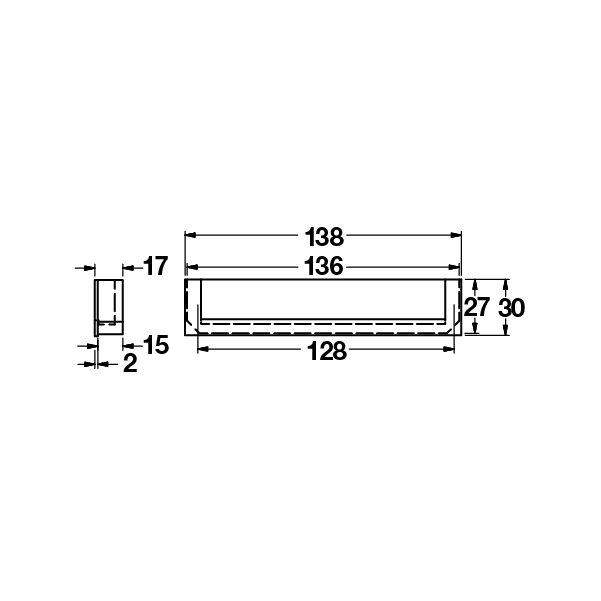 Hafele Gömme Kulp Scatt2 128mm Mat Krom