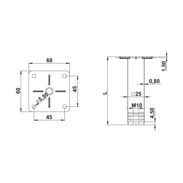 Hafele Mobilya Ayağı Kub 25 Ral9006 150mm Gri Renk