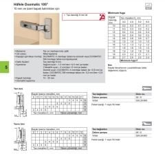 İnce Kapak Menteşesi Düz 48/6 10-20mm