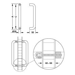 Hafele Çekme Kol Bodo Dişi 244mm Paslanmaz Çelik Mat