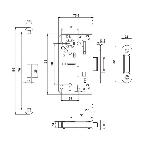 Hafele H50.06 Manyetik Kilit Cb M.nikel 50/18mm